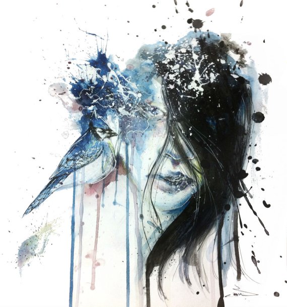 570x610 Items Similar To Print Abstract Watercolor Portrait Painting - Abstract Watercolor Face