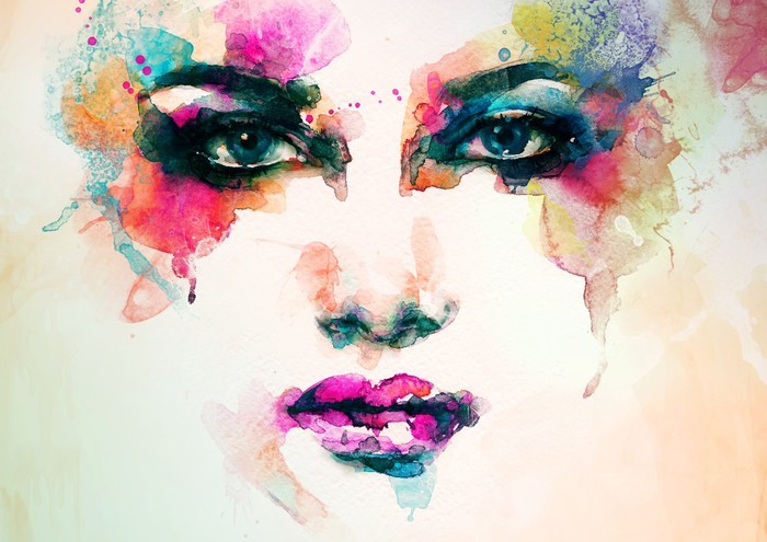 700x495 Woman Portrait .abstract Watercolor .fashion Background Wall Mural - Abstract Watercolor Face