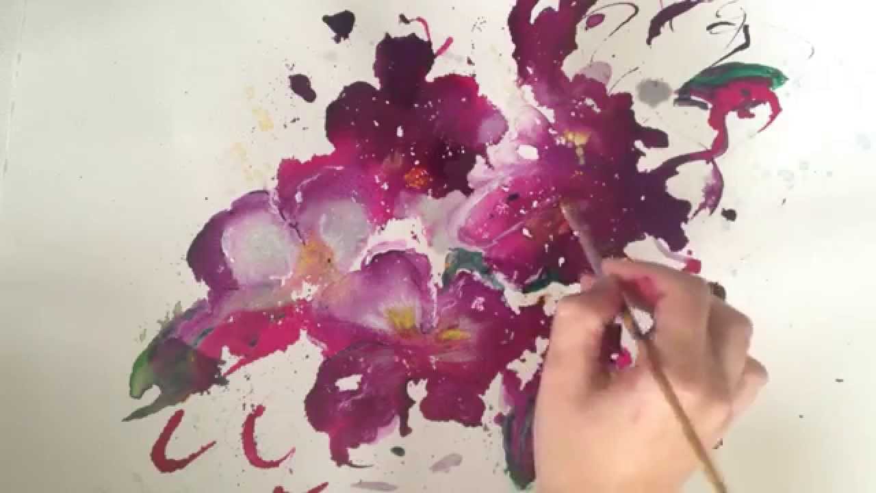 1280x720 Speed Abstract Flower Painting Demo - Abstract Watercolor Flower Paintings
