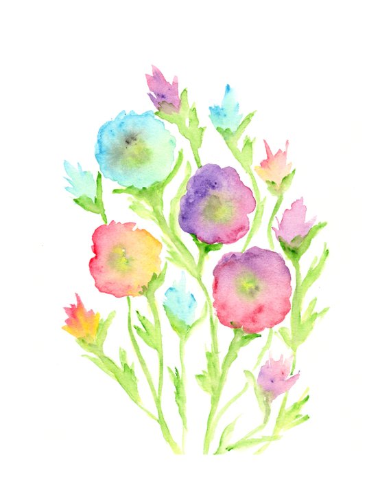 570x713 Watercolor Flower Painting Watercolor Painting Flower Print Etsy - Abstract Watercolor Flower Paintings