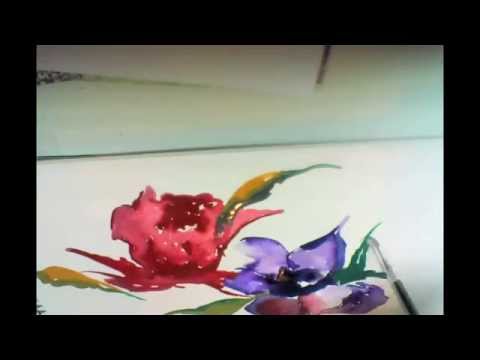 480x360 How To Make Easy Abstract Watercolor Flower In 5 Mintues - Abstract Watercolor Flower Paintings