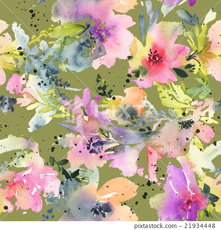 450x468 Abstract Watercolor Flowers. Seamless Pattern - Abstract Watercolor Flowers