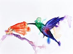 Abstract Watercolor Hummingbird