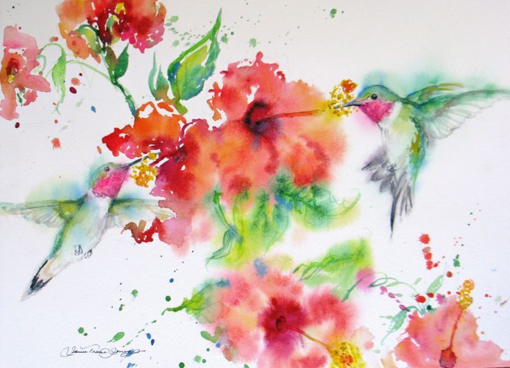 736x531 Hummingbird Watercolor Paintings Hummingbird Watercolor Painting - Abstract Watercolor Hummingbird