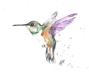 300x245 Original Watercolour Painting Print Contemporary Pop Art Abstract - Abstract Watercolor Hummingbird