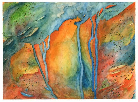 570x421 Original Contemporary Abstract Watercolor Ink Painting On Etsy - Abstract Watercolor Ink