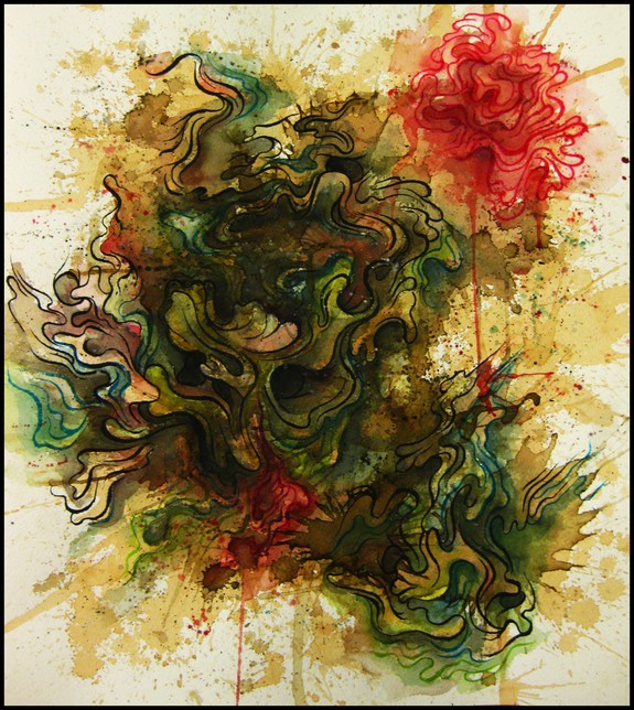 575x644 Abstract Watercolor Drawing By Gene Coffey Tattoonow - Abstract Watercolor Ink