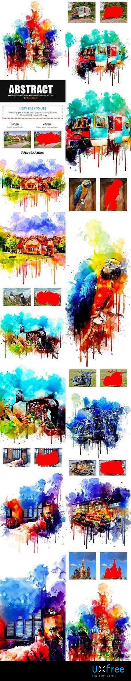 450x2342 Abstract Watercolor Ink Painting Photoshop Action 22415219 - Abstract Watercolor Ink