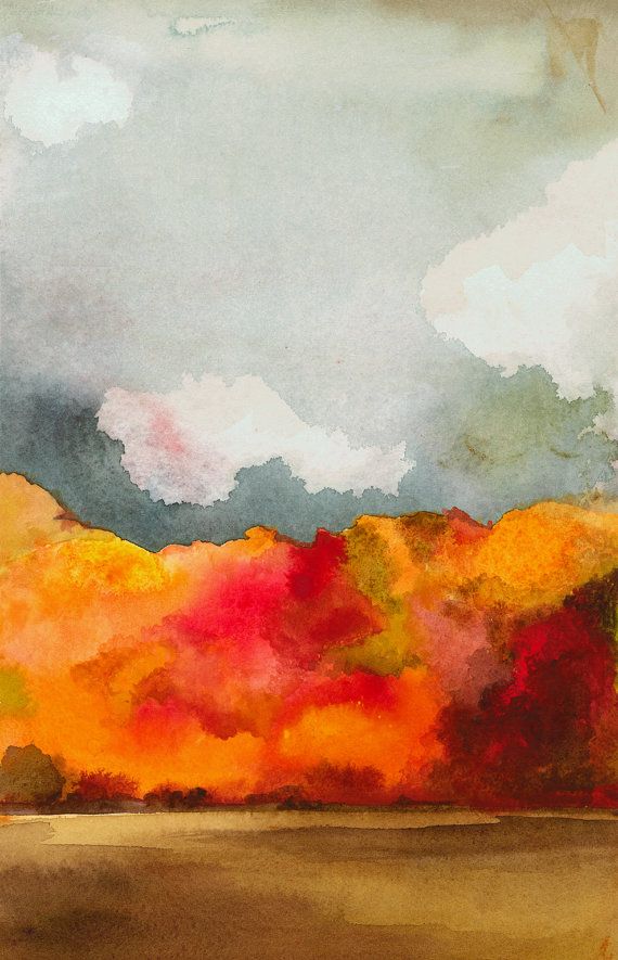 570x885 Autumn Day No. 1 - Abstract Watercolor Landscape