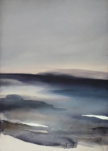 375x522 The Secret Of Blue Desert... Abstract Watercolor Landscape - Abstract Watercolor Landscape