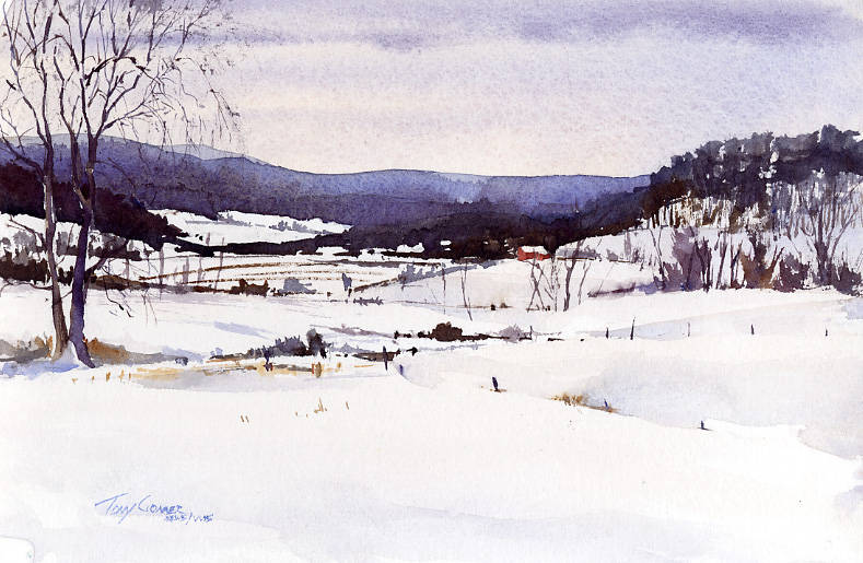 789x515 Abstract Patterns In The Winter Landscape Vermont - Abstract Watercolor Landscape