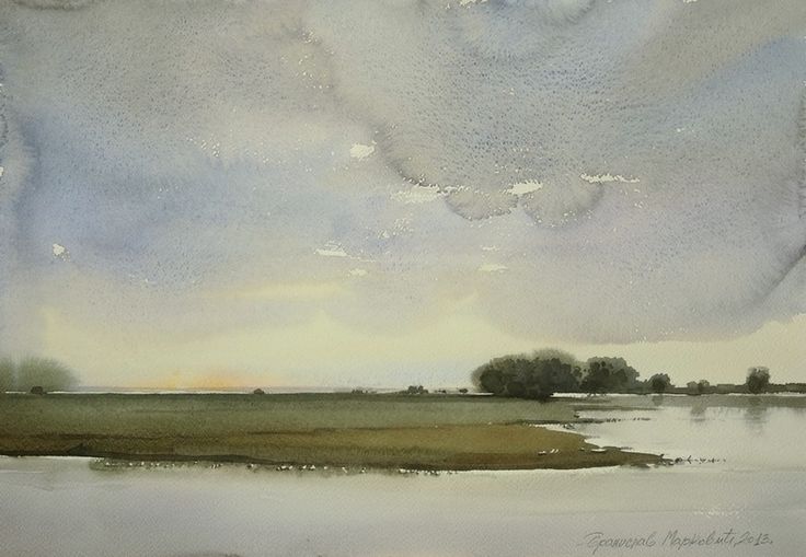 736x509 Branislav Umbra - Abstract Watercolor Landscape Paintings