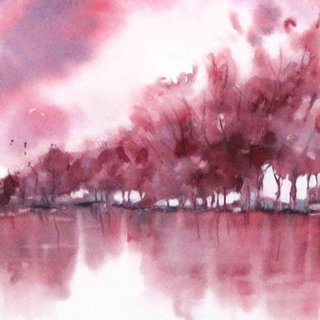 354x354 Abstract Landscape Watercolor Painting, From Nancyknightart.etsy. - Abstract Watercolor Landscape Paintings