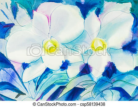450x350 Abstract Watercolor Original Painting White Color Of Orchid - Abstract Watercolor Leaves