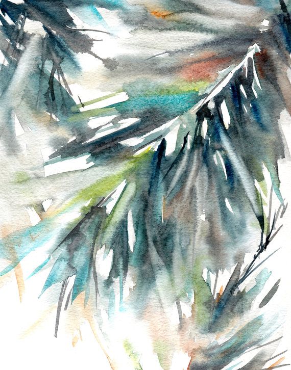 570x726 Green Watercolor Print, Abstract Watercolor Painting Art Print - Abstract Watercolor Leaves