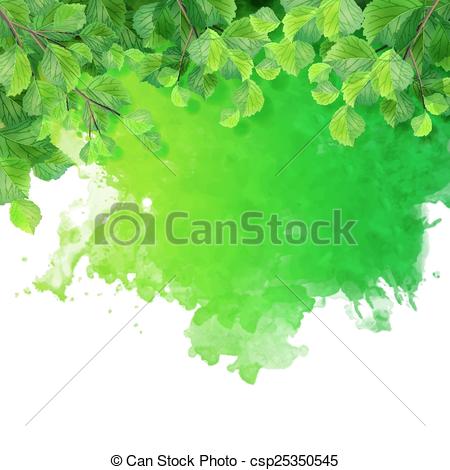 450x470 Watercolor Spot With Green Leaves. Abstract Watercolor Spot With - Abstract Watercolor Leaves