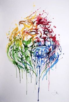 Abstract Watercolor Lion
