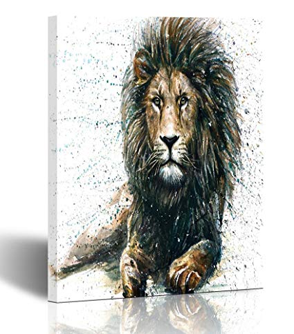 425x483 Emvency Painting Canvas Print Wooden Frame 12 X 16 - Abstract Watercolor Lion