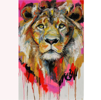 350x347 Hand Painted Super Cute Colorful Rainbow Abstract Lion Diy Oil - Abstract Watercolor Lion