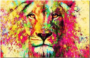 300x195 Abstract Watercolor Lion Canvas Art Print - Abstract Watercolor Lion