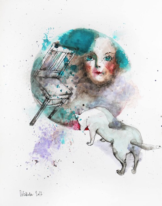 570x721 Abstract Watercolor Painting Original Watercolor Portrait Etsy - Abstract Watercolor Portrait Painting