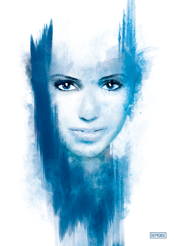 566x800 Cold Girl - Abstract Watercolor Portrait Painting