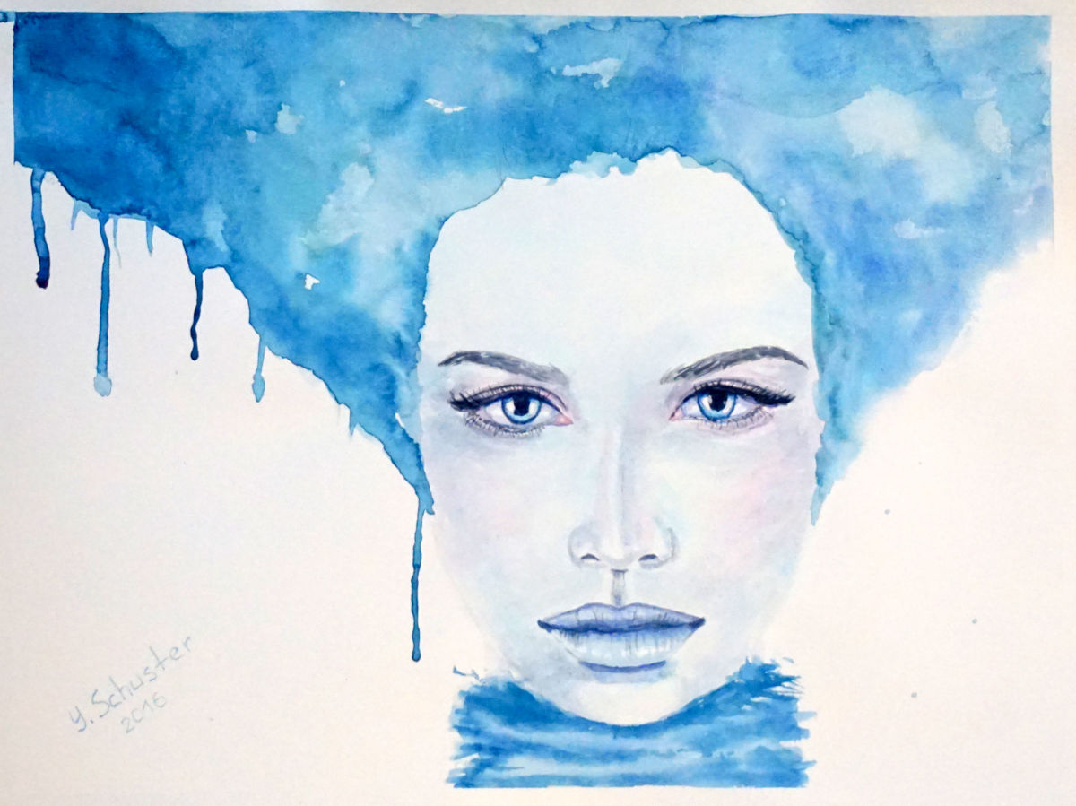 1200x899 Lady Winter (Yulia Schuster) - Abstract Watercolor Portrait Painting