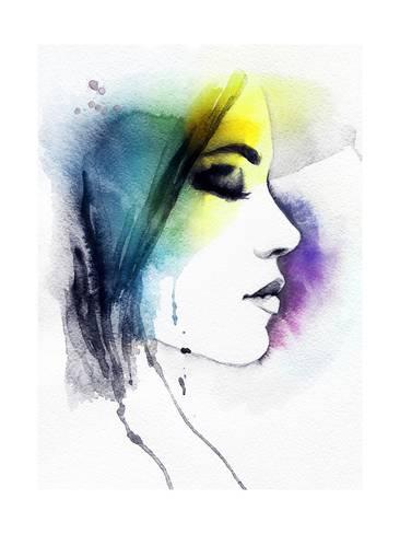 366x488 Woman Portrait .abstract Watercolor .fashion Background Prints By - Abstract Watercolor Portrait Painting