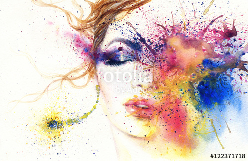 500x324 Woman Portrait .abstract Watercolor .fashion Background Stock - Abstract Watercolor Portrait Painting