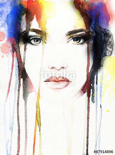 372x500 Woman Portrait .abstract Watercolor Stock Photo And Royalty Free - Abstract Watercolor Portrait Painting