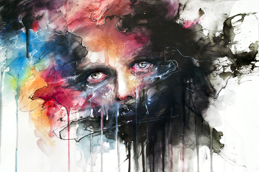 900x600 Non Parlarne Mai By Agnes Cecile - Abstract Watercolor Portraits