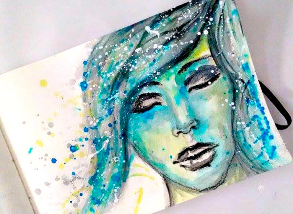 600x438 Abstract Watercolor Portrait Mixed Media Art Tutorials - Abstract Watercolor Portraits