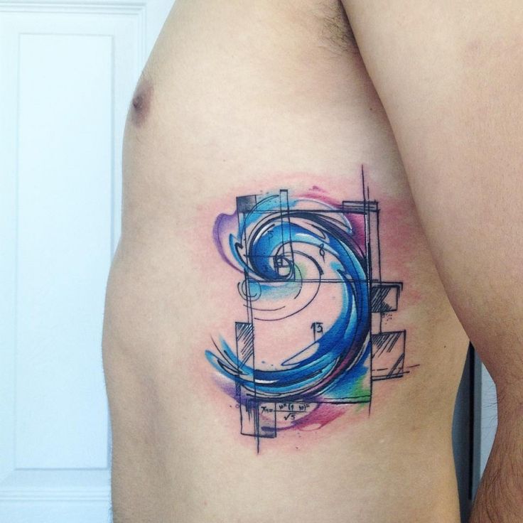 736x736 Abstract Watercolor Tattoo Design On Side Rib - Abstract Watercolor Tattoo