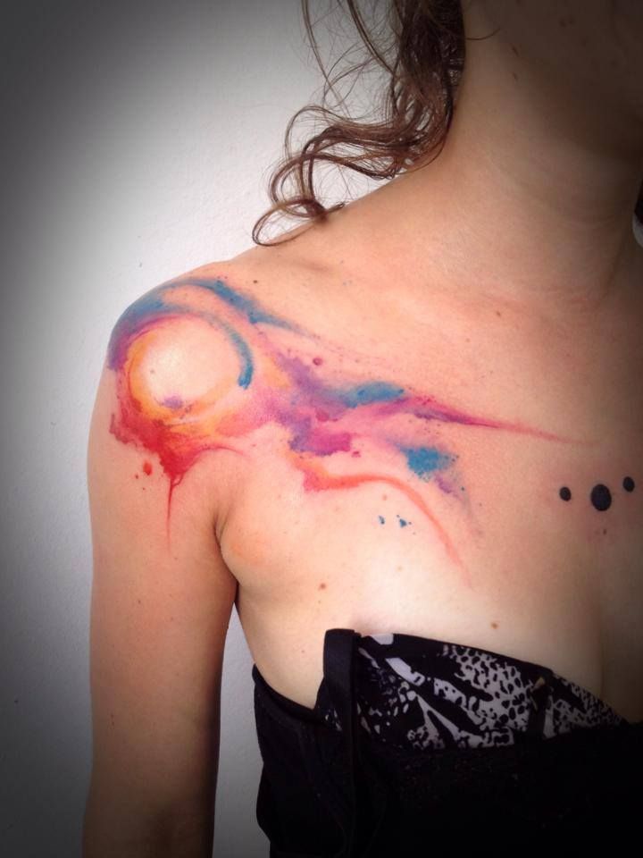 720x960 Abstract Watercolor Tattoo On Shoulder Tattoo Ideas For Women - Abstract Watercolor Tattoo