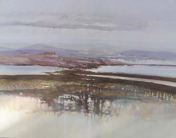 610x480 Frank Ackerman Tranquil Bay Watercolor Art Print - Ackerman Watercolor