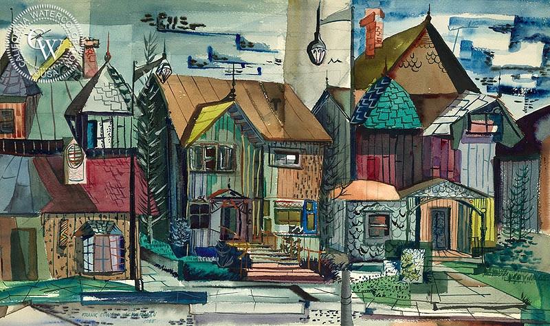 800x474 Old Los Angeles, 1955, Art By Frank Ackerman California Watercolor - Ackerman Watercolor