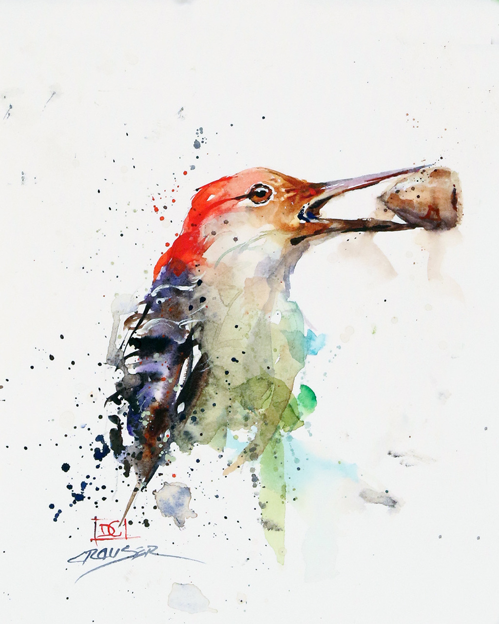 1024x1280 Woodpecker Amp Acorn - Acorn Watercolor