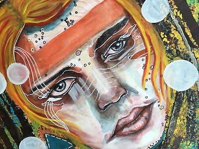 400x300 Original Mixed Media Artwork Watercolor Acrylic Pen Painting 9x12 - Acrylic And Watercolor Mixed Media