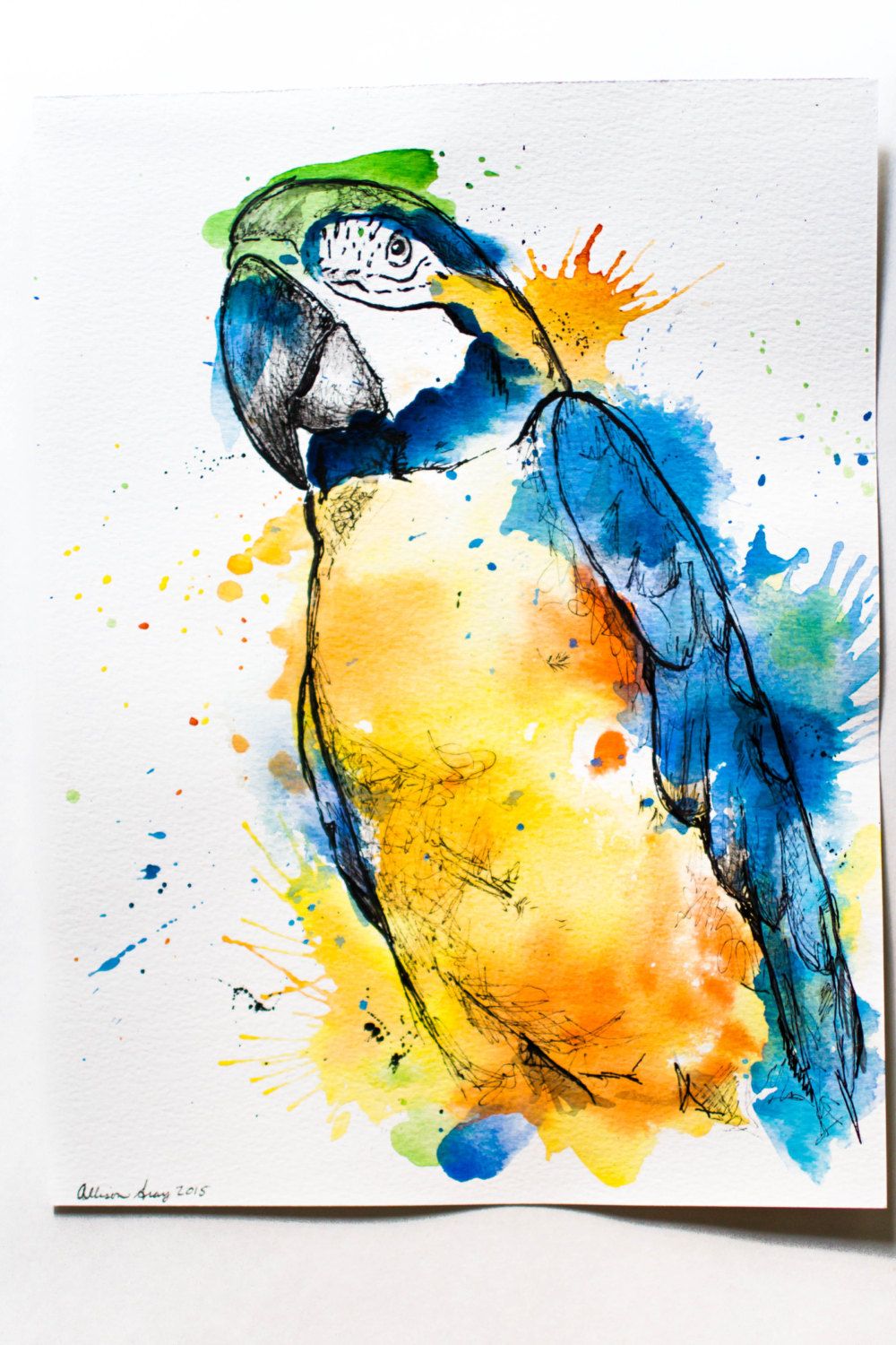 1000x1500 Watercolor Macaw - Acrylic And Watercolor Mixed Media