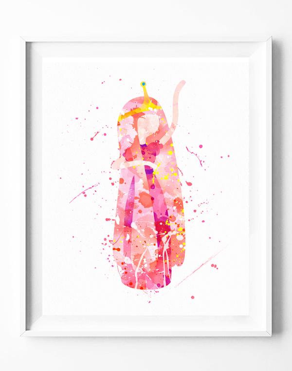 600x761 Adventure Time Princess Bubblegum Art Print Poster Watercolor - Adventure Time Watercolor