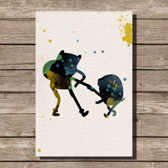 570x570 Adventure Time Watercolor Illustration Art Print Wall Art Etsy - Adventure Time Watercolor