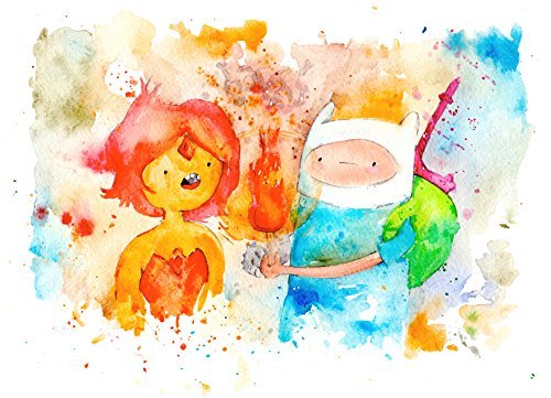 500x361 Finn And Flame Princess Adventure Time Inspired Art - Adventure Time Watercolor