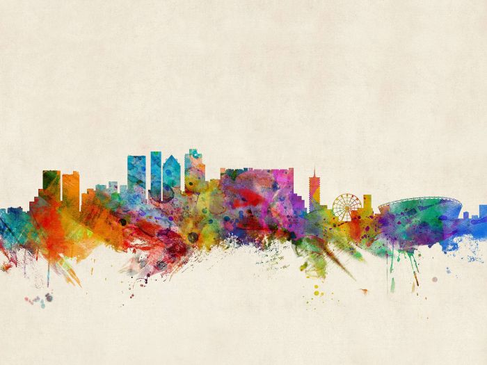 700x525 Cape Town South Africa Watercolour Skyline - Africa Watercolor