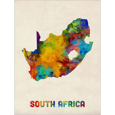 458x458 South Africa Watercolor Map Art Canvas Print - Africa Watercolor