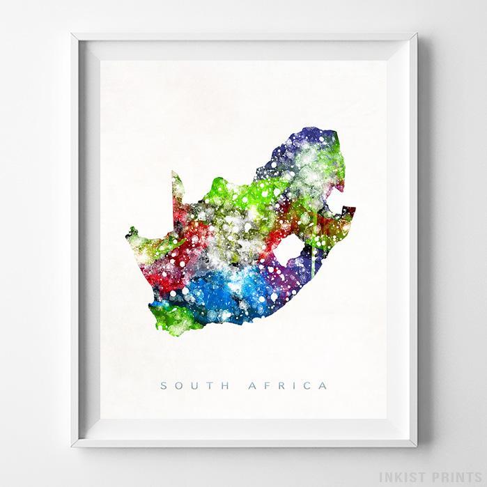 699x699 South Africa Watercolor Map Print - Africa Watercolor