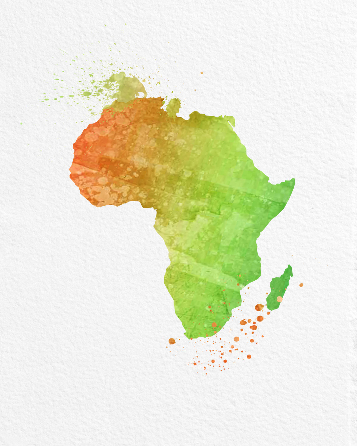 1200x1500 Watercolor Art Africa Gift Modern 8x10 Wall Art Decor Continent - Africa Watercolor