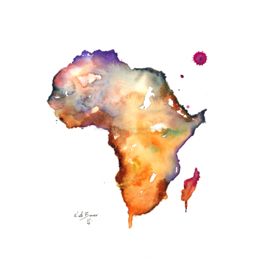 380x380 Africa Map Watercolor Map Decor - Africa Watercolor