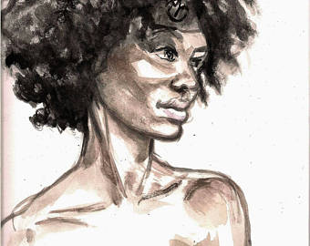 340x270 Afro Painting Etsy - African American Watercolor