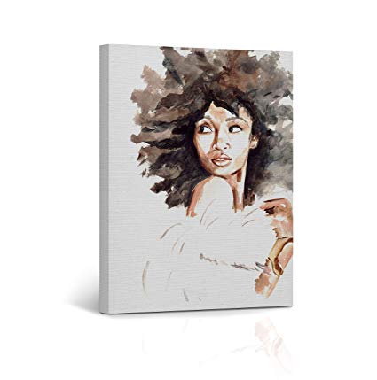 425x429 Buy4wall African American Girl Wall Art Canvas Print - African American Watercolor