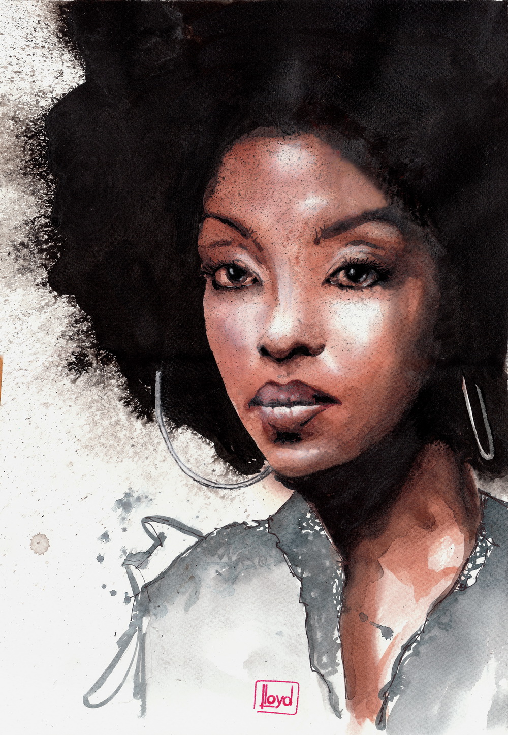 1000x1447 Conya Doss By Lloyd Art - African American Watercolor